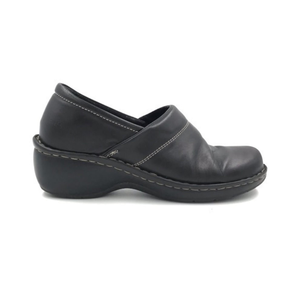 Josef Seibel Black Leather Slip On Round Toe Comfort Clogs Size 39